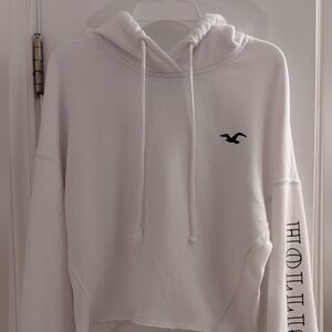 Hollister Womens White Cropped Hoodie